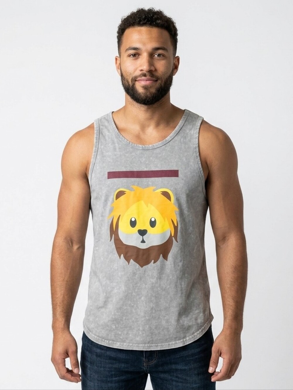 RAWGEAR Bradley Martyn Mens Tank Top Lion Graphic Tank Gray Wash Sz SM